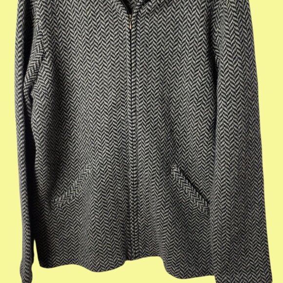 Lauren Ralph Lauren Womens Herringbone Blazer Jacket Lambswool Black/White Large - Picture 8 of 12